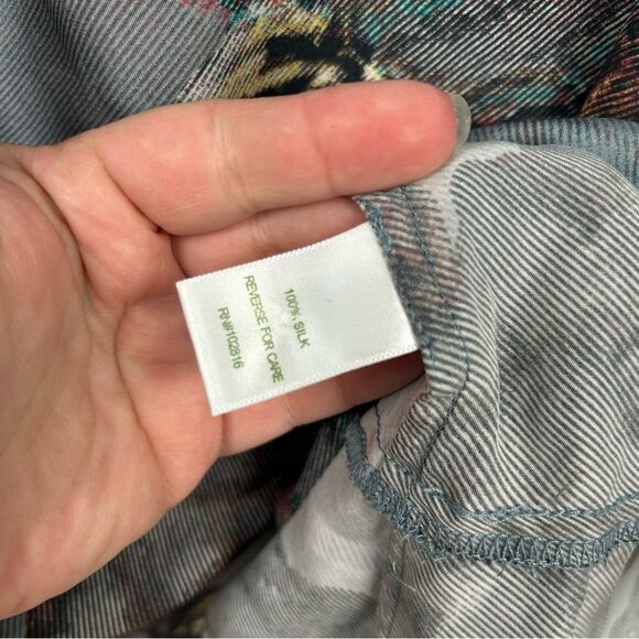 Garnet Hill Olivia A-Line 100% Silk Dress Floral Scoop Neck Short Sleeve Sz 04 - Picture 7 of 16